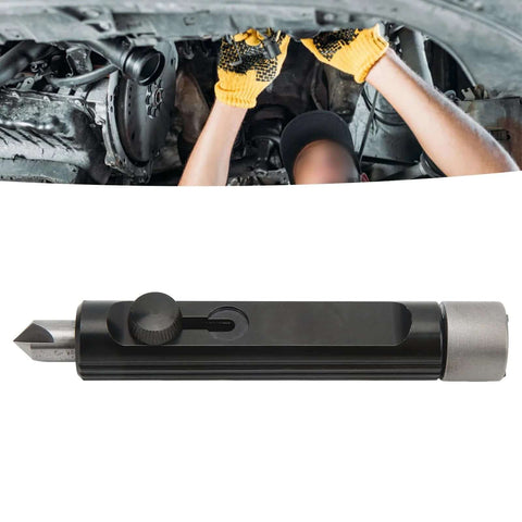 Tubing Deburring And Flaring Tool For Brake Lines Three Sixteenth To One Half Inch Hand Reamer, shown with mechanic usage.