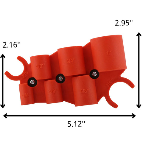 Deburring Pipe And Depth Gauge Tool For Copper CPVC PEX PE RT And HDPE Tubing Six Size Range 1/4 To 1 Inch with measurement markings