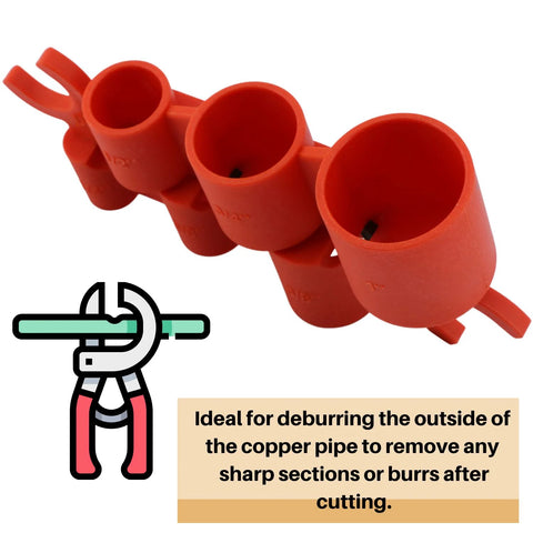 Deburring Pipe And Depth Gauge Tool For Copper CPVC PEX PE RT And HDPE Tubing Six Size Range 1/4 To 1 Inch, tool close-up