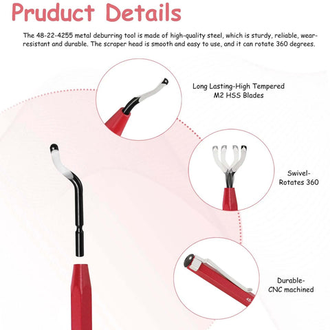 Image of Pro Grade Reaming Pen For Replacement With Heat Treated Blades And Black Oxide All Metal Design 360 Degree Rotary Head Deburring Tool.