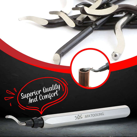 Deburring Tool With Micro Polished Anodized Aluminum Handle And High Speed Steel M2 Blades For Metal PVC Copper Pipe Plastic Resin And 3D Printed Edges A Precision Hand Deburrer For Clean Smooth Edges