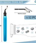 Deburring Tool With 12 High Speed Steel Blades Blue Handle For Metal Plastic Resin PVC And 3D Printed Edges dimensions
