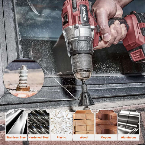 Pro Grade Deburring External Chamfer Tool With Tungsten Carbide Blades, 3 16th to 1 Inch Range, used with a drill