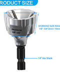 Heavy Duty Deburring Chamfer Tool With Tungsten Carbide Blades And Fast Hex Shank For External Burr Removal, size details shown