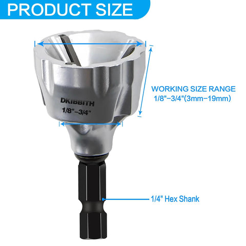 Heavy Duty Deburring Chamfer Tool With Tungsten Carbide Blades And Fast Hex Shank For External Burr Removal, size details shown