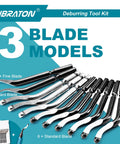 Deburring Tool Kit With 11 High Speed Steel Blades And 360 Degree Rotary Head For Metal Resin Aluminum Copper Plastic Wood