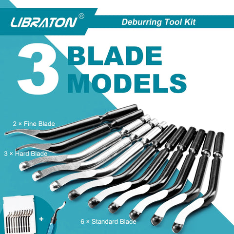 Deburring Tool Kit With 11 High Speed Steel Blades And 360 Degree Rotary Head For Metal Resin Aluminum Copper Plastic Wood