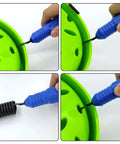 All In One Deburring Tool Kit With 11 High Speed Steel Blades And Storage Handle Includes 2 Copper Pipe Cleaners And Reamer Set Burr Remover Hand Tool For Wood Aluminum Copper And Plastic used on green surface.