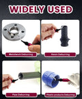 Deburring Tool Kit With 12 HSS Rotary Blades used on metal, resin, pipe, and plastic surfaces.