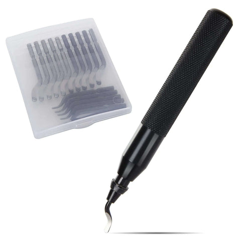 Versatile Deburring Tool Kit Pro Grade With 15 Replaceable High Speed Steel Blades For Three D Printing Resin Plastic Metal Copper And PVC Pipes Includes Storage Case And Three Blade Models BK3010 BS1018 BS1010