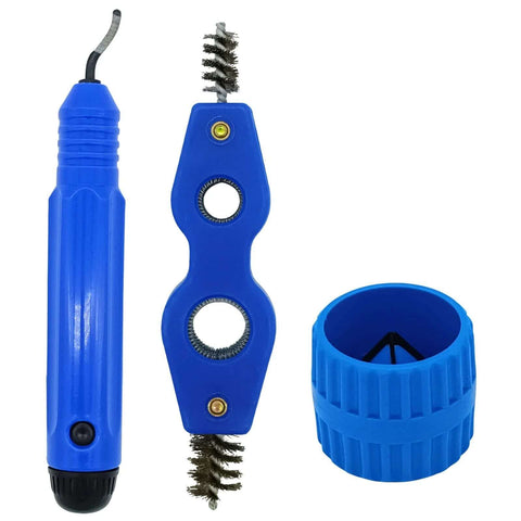 All In One Deburring Tool Kit With 11 High Speed Steel Blades And Storage Handle Includes 2 Copper Pipe Cleaners And Reamer Set Burr Remover Hand Tool For Wood Aluminum Copper And Plastic