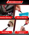 Deburring Tool With Swivel Head And 11 Blades Plus 2 Countersink Hand Reamers for metal, resin, pipe, and 3D printed edge deburring
