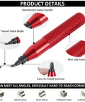 Deburring Tool Kit With 10 Extra Blades And 1 Handle For Precise Burr Removal showing red handle and swivel blade