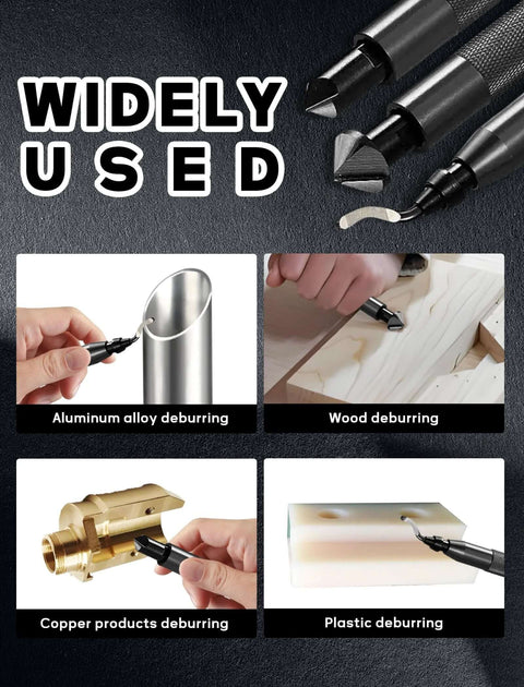 Two Submerged Hand Reamers Deburring Tool Set With Ten Spare BS1010 Type Blades for metal, wood, copper, and plastic.
