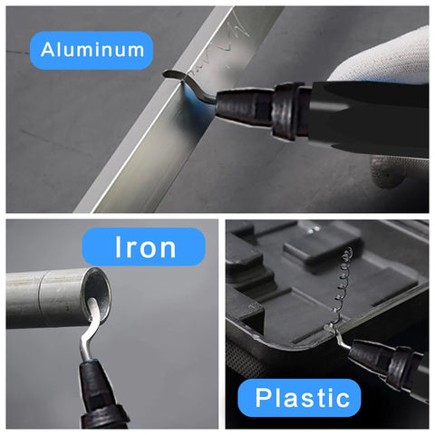 Versatile Deburring Tool Set With 11 High Speed Steel Rotary Burr Blades smoothing aluminum, iron, and plastic surfaces