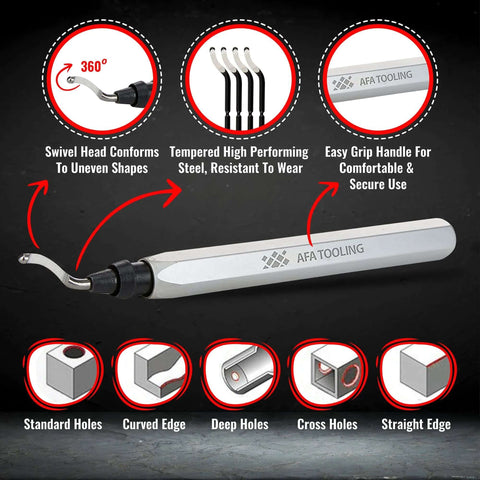 Image showing Deburring Tool With Micro Polished Anodized Aluminum Handle And High Speed Steel M2 Blades For Metal PVC Copper Pipe Plastic.
