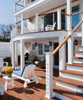 Modern deck with cable railing system using Long Stud 1/8 Inch For HandiSwage Cable Infill Systems Pack Of 2 on staircase.