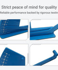 Universal Deck Leveling Gauge For John Deere And Major Mower Brands DIY Friendly Deck Alignment Tool For AM130907 TY15272 490 900 0041 Cub Cadet Troy-Bilt Stens 750-442 MOK30-0015 1 Pack showing different views of the blue tool.