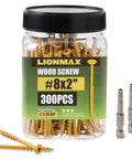 Deck Screws 2 Inch, Wood Screws #8 x 2, 300 PCS, Rust Resistant, Exterior Epoxy Coated in jar with T25 Star Bit, Tan screws