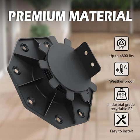 Close-up of one adjustable black deck pedestal from 12 Pack Adjustable Deck Support Pedestals For Floating Decks Foundation Bases For Deck Floors Height Adjustable From One And One Sixteenth Inches To Two And Three Eighths Inches Black, showing premium material and features.