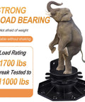 Elephant standing on Adjustable Deck Support Pedestals 24 Pack Paver Leveling System DIY Friendly From One And Three Sixteenths Inches To Two And Three Eighths Inches For Raised Decks Sheds Pathways Greenhouse Floors Outdoor Foundations, demonstrating strong load-bearing capacity.