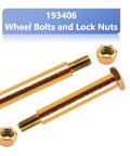 193406 wheel bolts and lock nuts for mowers, set of 2, hardware for heavy duty deck wheels, replacement for Cub Cadet, Craftsman.