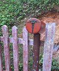 Two Piece Black T Strap Decorative Furniture Hinges on wooden fence, zinc alloy, rust and corrosion resistant, outdoors installation