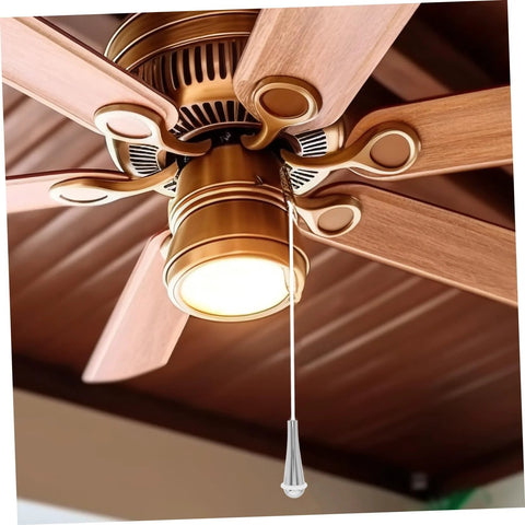 1.5 Meter Ceiling Pull Chain Decorative Cord for ceiling fans and light fixtures, shown on a wooden ceiling fan.