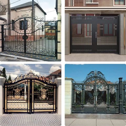 Decorative metal security gates with intricate designs for residential and commercial properties