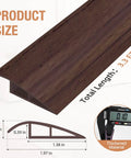 Floor Transition Strip Self Adhesive Vinyl Door Threshold Deep Brown Wood Grain 3.3Ft size diagram with thickness details