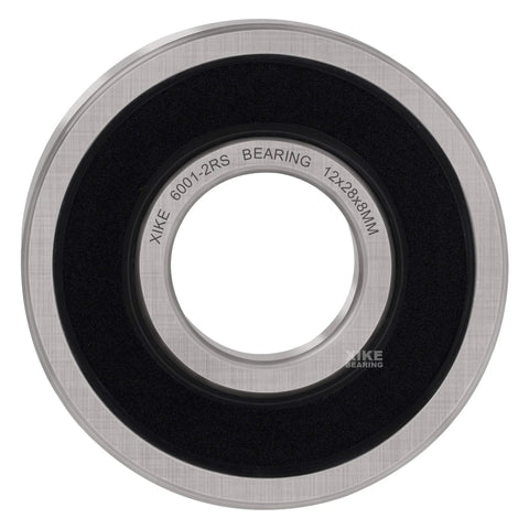 Front view of Two Pack 6001-2RS Deep Groove Ball Bearings 12x28x8mm, showing pre-lubricated and sealed design.