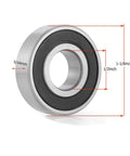 R8 2RS Deep Groove Ball Bearings With Double Rubber Seals And Bearing Steel For All Purpose Motors Wheels Home Appliances Garden Gear One Half By One And One Eighth By Five Sixteenths Inches 16 Pack, showing a detailed side view.