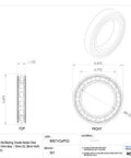 Technical drawing of Deep Groove Ball Bearing 6022 2RS1 Double Sealed Steel Cage 110mm Bore, front and side views with measurements.