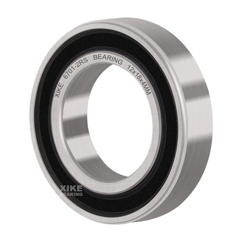 Close-up of 10 Pack 6701-2RS Bearings 12x18x4mm deep groove ball bearing with double rubber seals, pre-lubricated.