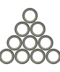 Deep Groove Ball Bearing 8x12x3.5mm Double Shield ZZ Pre Lubricated Carbon Steel Pack Of 10 arranged in a pyramid shape
