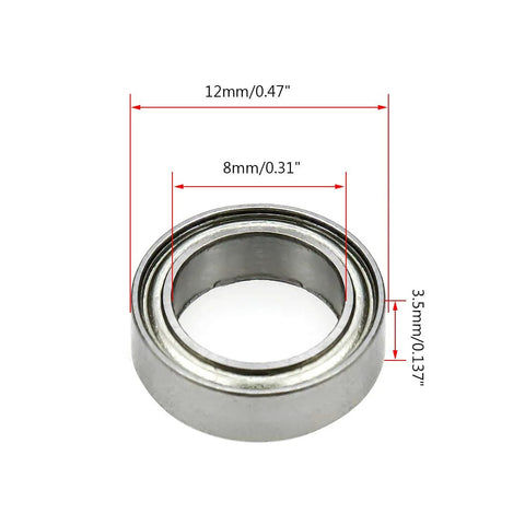 Deep Groove Ball Bearing 8x12x3.5mm Double Shield ZZ Pre Lubricated Carbon Steel Pack Of 10 For Precision Small Machines
