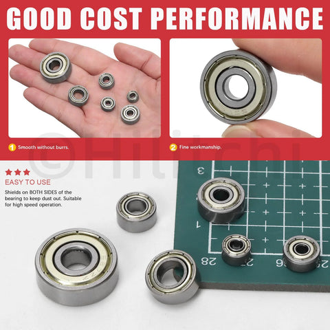 Deep Groove Ball Bearing Assortment Kit, 60 Pieces In 6 Sizes, With Double Shield, Shielded Carbon Steel Bearings For Voron Printer displayed on a table