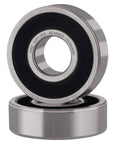 Two Pack 6001-2RS Deep Groove Ball Bearings 12x28x8mm, pre lubricated and sealed, shown stacked, highlighting smooth design.