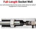 Cutaway view of One Half Inch Drive Twenty One Millimeter Deep Six Point Impact Socket With Full Length Interior Well And Two Size Markings.