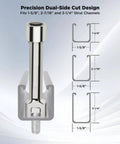 One Half Inch Drive Strut Channel Impact Socket Five Inch Deep Cr-V Nickel Plated Crack Resistant 12-Point Double Hex