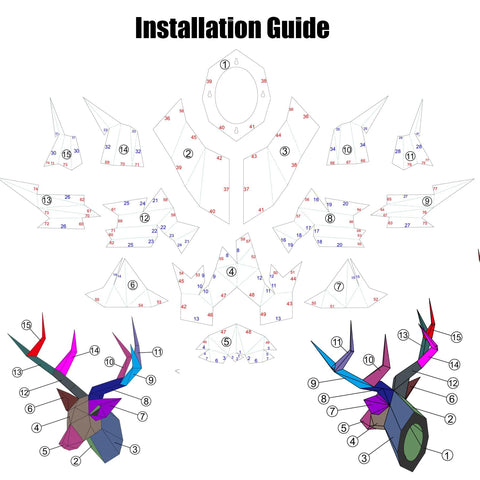 Installation guide for Beginner Welding Practice Kit with 201 stainless steel coupons, showing deer head assembly steps.