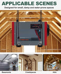 Heavy Duty Hanging Kit For Crawl Space And Basement Dehumidifiers With Anti Vibration Frame installed in attic space