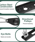 Heavy Duty Hanging Kit For Crawl Space And Basement Dehumidifiers With Anti Vibration Frame features carbon steel, pulleys, eye bolts.
