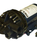 Side view of Delavan 5850-201E-SB Diaphragm Pump 12V, 60PSI, 5.0GPM, Demand Pump with visible wiring and compact design.