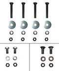 Hardware components of Deluxe Motorcycle Wheel Chock Kit With Quick Release Ratchet Straps And D Ring System Orange And Black