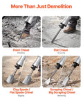 Heavy duty 2200W demolition jack hammer delivers powerful 66J impact energy and 1350 BPM for fast concrete breaking with 6 chisels