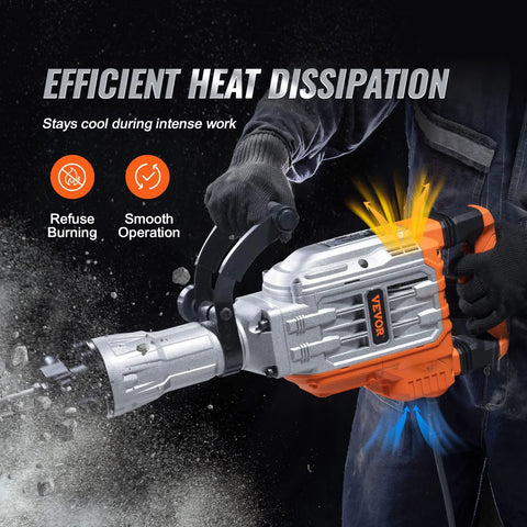 Powerful 3500W demolition jack hammer delivers fast concrete breaking for professional demolition, trenching, and hole making