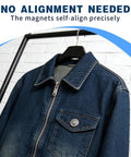 Magnetic Purse Snap Clasps 14mm Silver Tone Sets used on denim jacket; no tools installation required