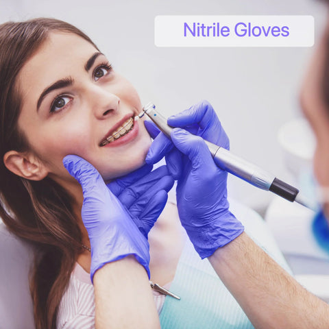 Heavy Duty Nitrile Gloves Disposable Powder Free Latex Free Rubber Free Ultra Strong For Food Handling Medium Size 100 Count