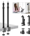 Two Pack Desk Mount With 1/4 And 3/8 Inch Screws And Ball Head, 17 To 41 Inch Adjustable Aluminum Stand For DSLR And Ring Light